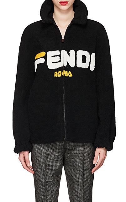 brown shearling fendi mania jacket|Shop Fendi Fendi Mania Stripe Zip Jacket .